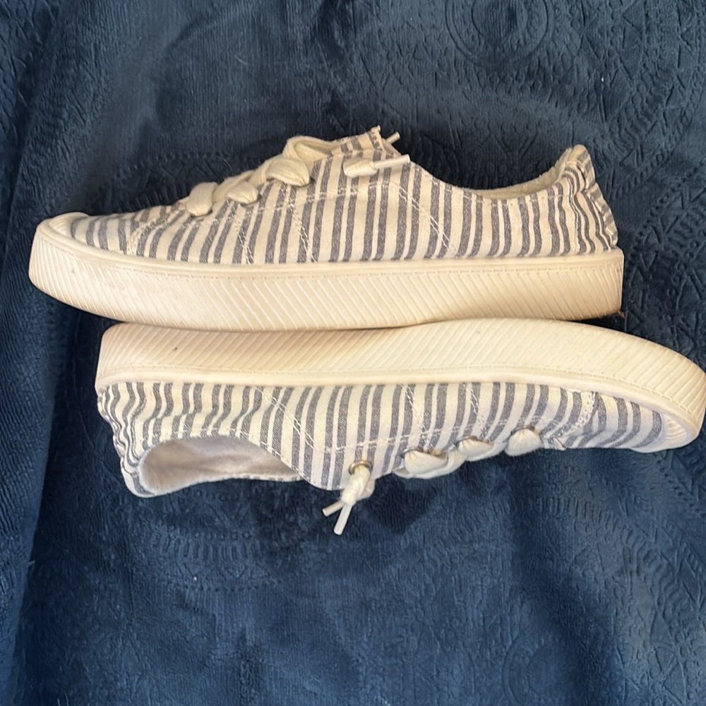 Pop Women’s Striped Gray and White Sneakers Calm size 8.5 - Picture 6 of 8